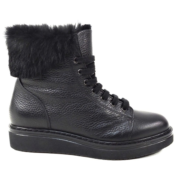 ALBERTO CICCIOLI 🇮🇹 WOMEN'S BLACK LEATHER COMFORT WINTER ANKLE BOOTIE - Picture 4 of 8